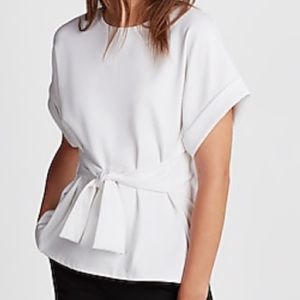 Express - Tie waist rolled sleeve tee - XS - White